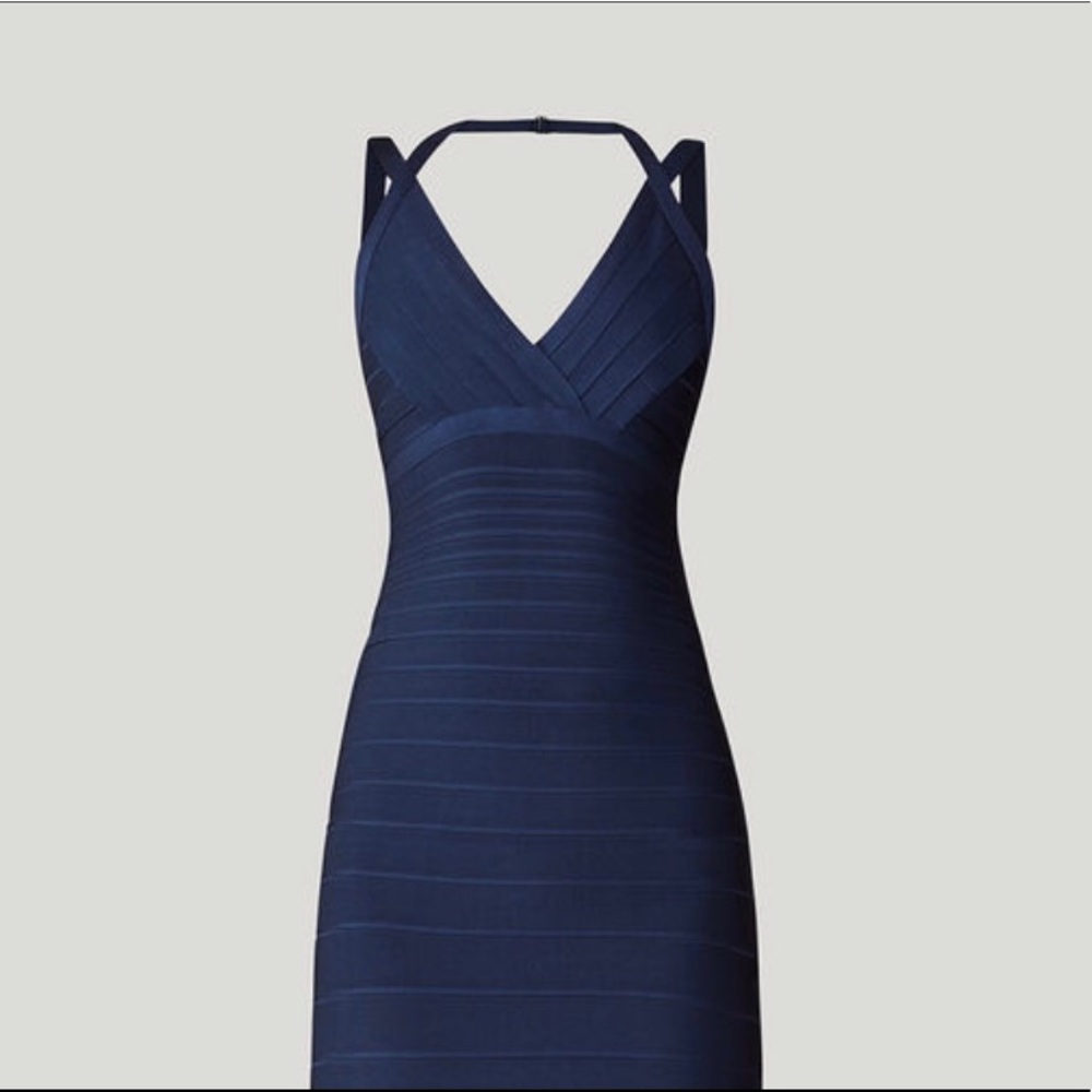 Herve ledger navy blue dress